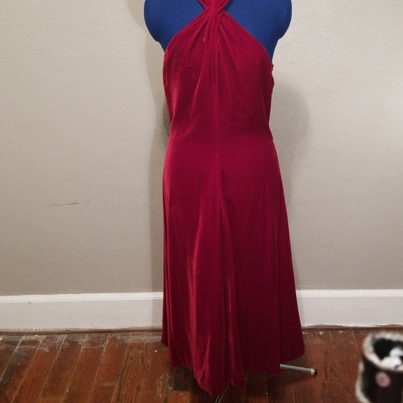 ralph lauren red velvet dress